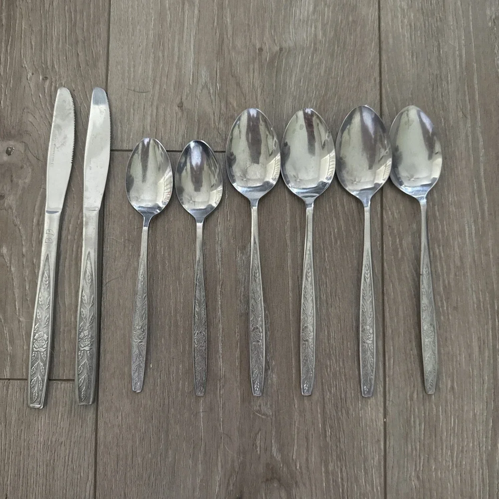 ROGERS Stanley‎ Roberts GRANATA Vintage Stainless Flatware 8 Pc Lot Spoons
